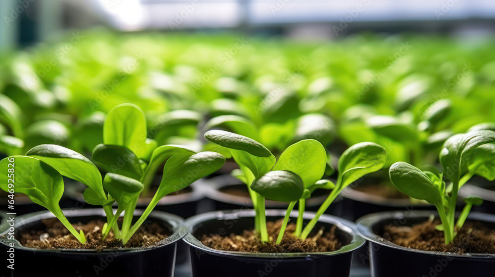 Young green lettuce in a large greenhouse. Young green lettuce in a large greenhouse.