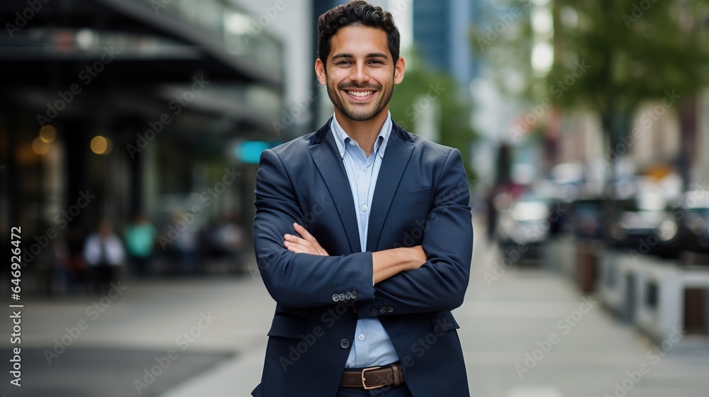 Businessman standing in the city. generative ai Businessman standing in the city. generative ai