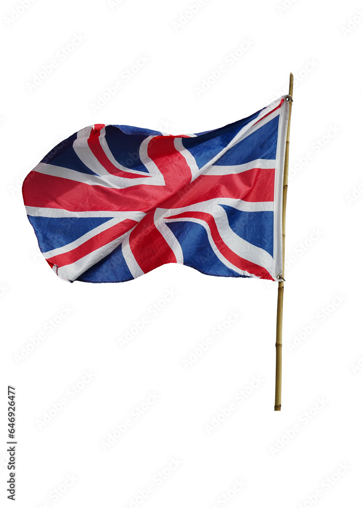 English flag,british flag isolated on white background. This has clipping path.