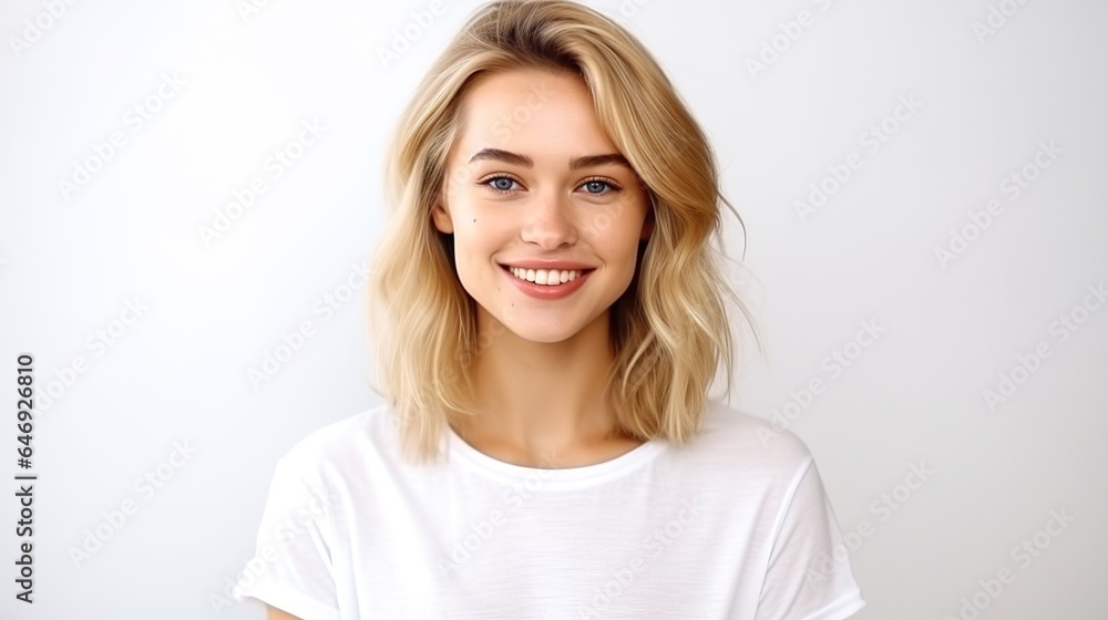 portrait of a lovely young woman isolated on white background