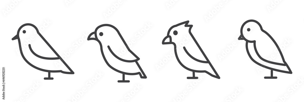 Simple set of birds icon thin line art. Birds vector symbols isolated on white background. Birds icon set, Thin line pictograms.  Birds icon concept drawing icon line in modern style.