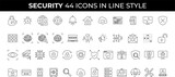Security set of web icons in line style. Cyber Security, internet protection, mobile app, password, spy, security system, finger print, electronic Vector illustration.