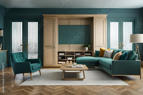 modern living room with fireplace