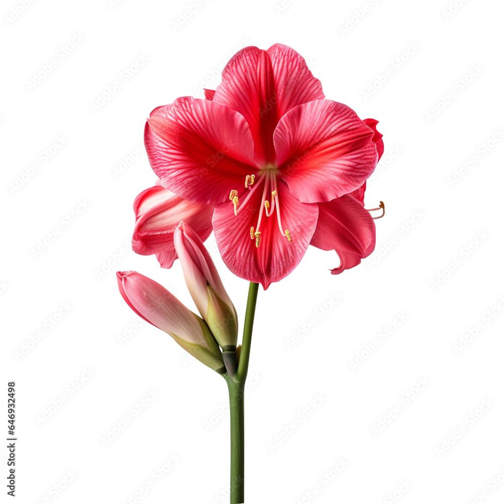 bright natural red hibiscus flower isolated on transparent background.