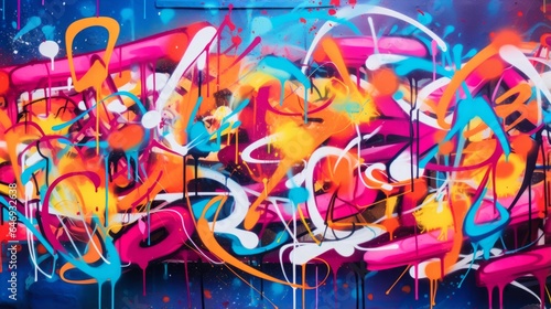 A vibrant graffiti wall covered in a multitude of colorful spray paint designs