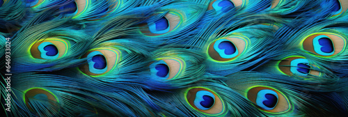 Beautiful bright background of peacock feathers, peacock feathers banner © pundapanda