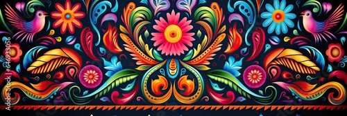 traditional colors mexican huichol pattern