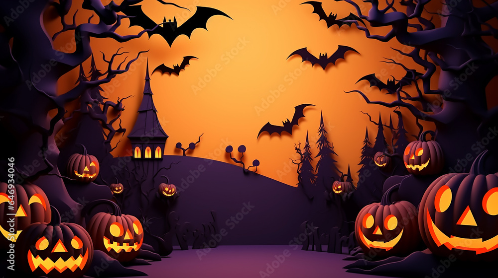 Halloween background copy space with halloween item