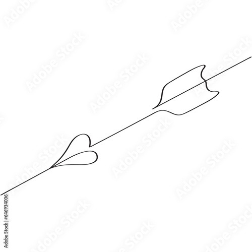 Continuous one-line art of arrow pointing icon, direction, straight and wide minimalist linear outline artwork. 