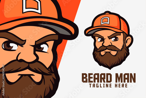 Bearded Man with Hat Template for Sport and Esport Fans: A template featuring a bearded man wearing a hat, ideal for creating custom designs for sport and Esport fans.
