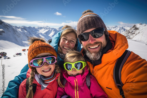 Family on a winter holiday in the Alps.