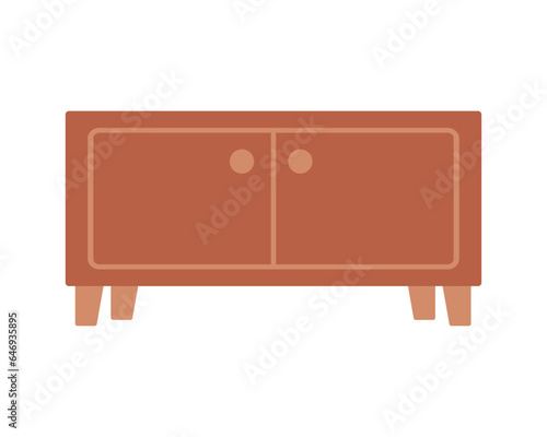 Bedside table in flat style. Wooden furniture for bedroom website design or advertising. Isolated vector illustration