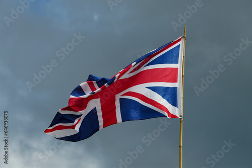 English flag,british flag with cloud of storm