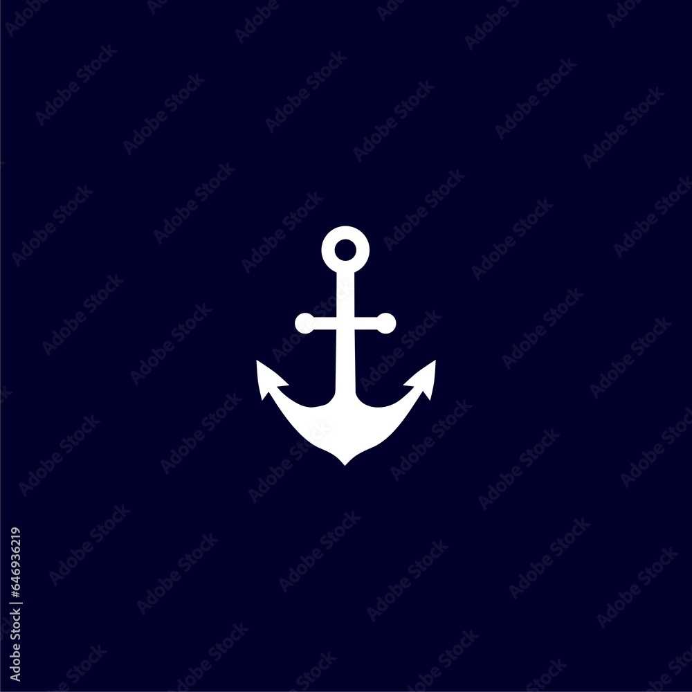 Simple illustration of ship anchor icon for web design isolated on blue background Simple illustration of ship anchor icon for web design isolated on blue background