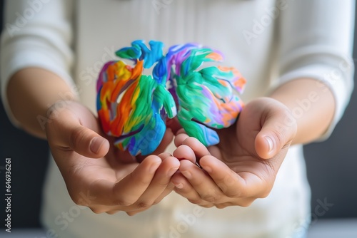 Wallpaper Mural child holding colorful hands. Generative AI Torontodigital.ca