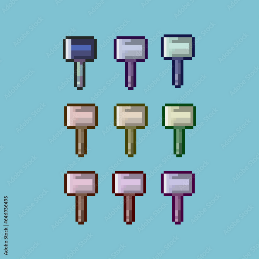 Pixel art sets of hammer tools with variation color items asset. simple blacksmith tools hammer on pixelated style.8bits perfect for game asset or design asset element for your game design asset. Pixel art sets of hammer tools with variation color items asset. simple blacksmith tools hammer on pixelated style.8bits perfect for game asset or design asset element for your game design asset.