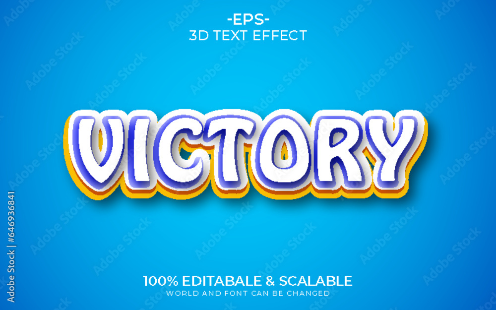 Victory 3d text effect with red and yellow graphic style and editable template Victory 3d text effect with red and yellow graphic style and editable template