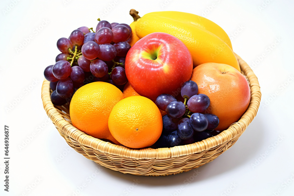 Fresh Fruits: Sweet Collection in a Basket Fresh Fruits: Sweet Collection in a Basket