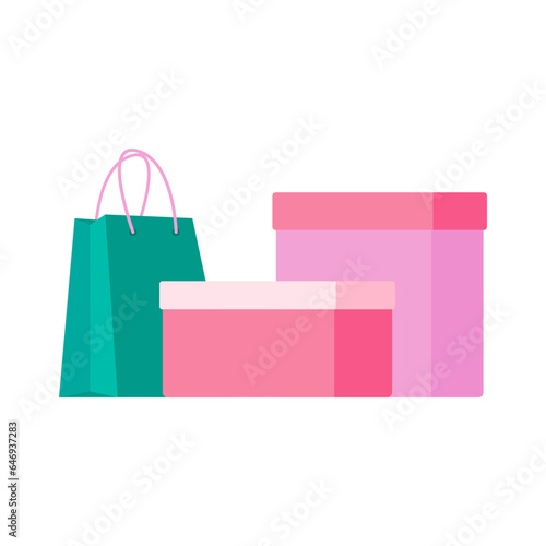 Package and boxes icon. Shopping. Colored silhouette. Front side view. Vector simple flat graphic illustration. Isolated object on a white background. Isolate.