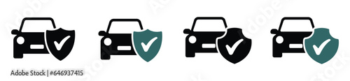 Car protection vector signs set. Car insurance vector icons. 