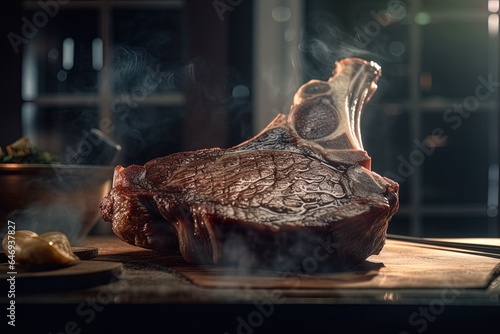A T-bone or steac cooked on the barbecue to a point  Generative AI