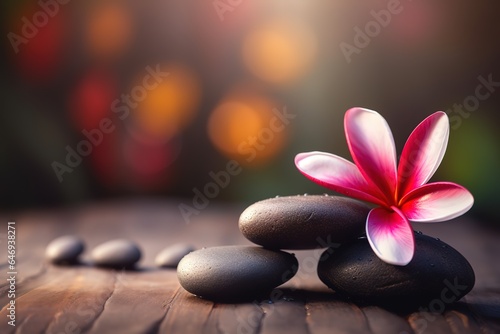 spa stones and flower. Generative AI