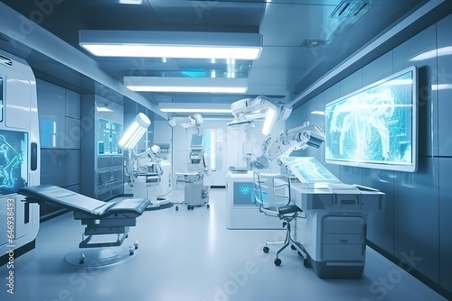 hospital room with equipment. Generative AI