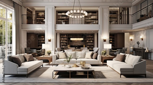 A spacious living room with furniture. © Lasvu