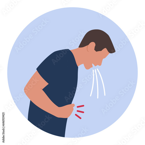 Nauseous man throwing up icon
