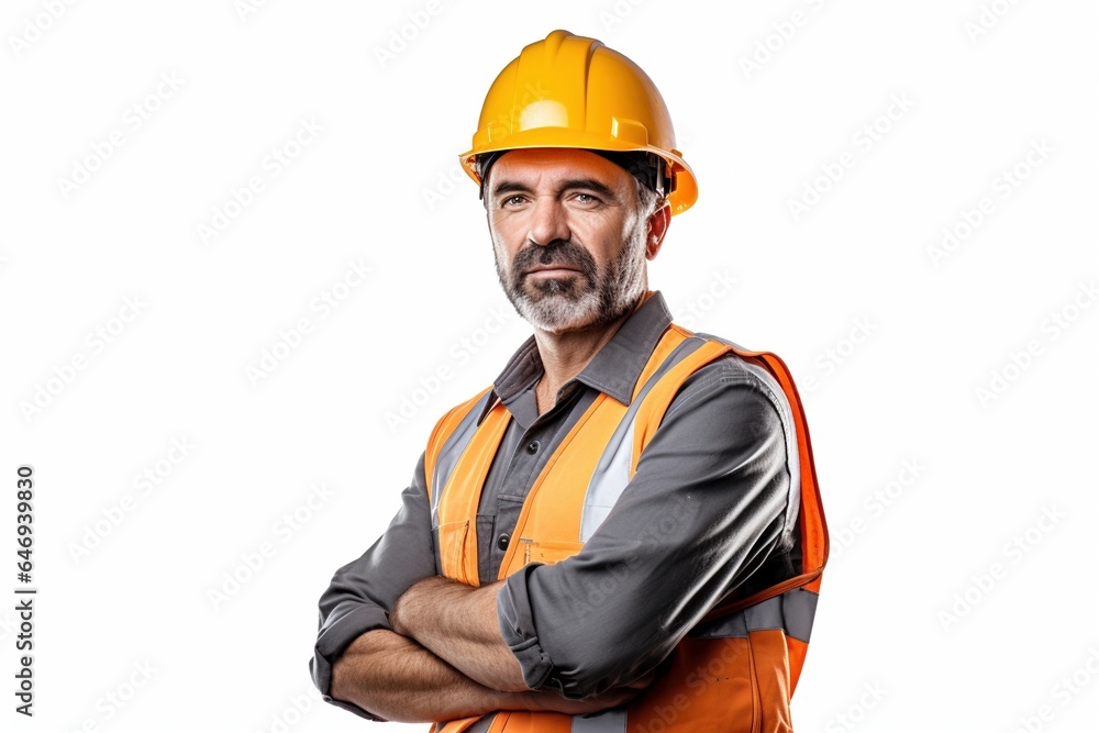portrait of a construction worker isolated on white background portrait of a construction worker isolated on white background