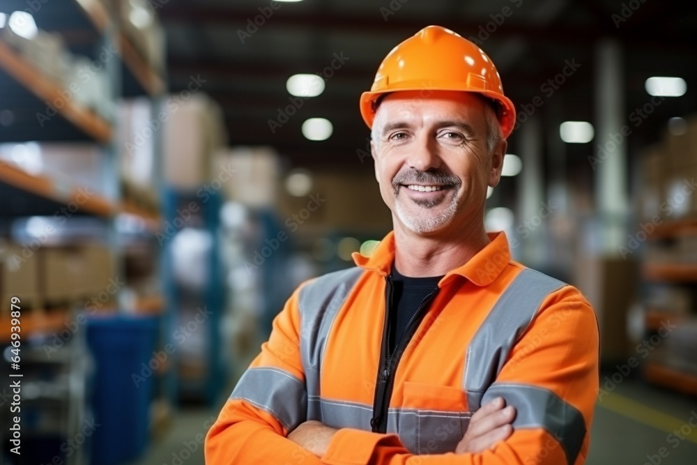 portrait of a construction worker wearing a hard hat and high-vis jacket portrait of a construction worker wearing a hard hat and high-vis jacket