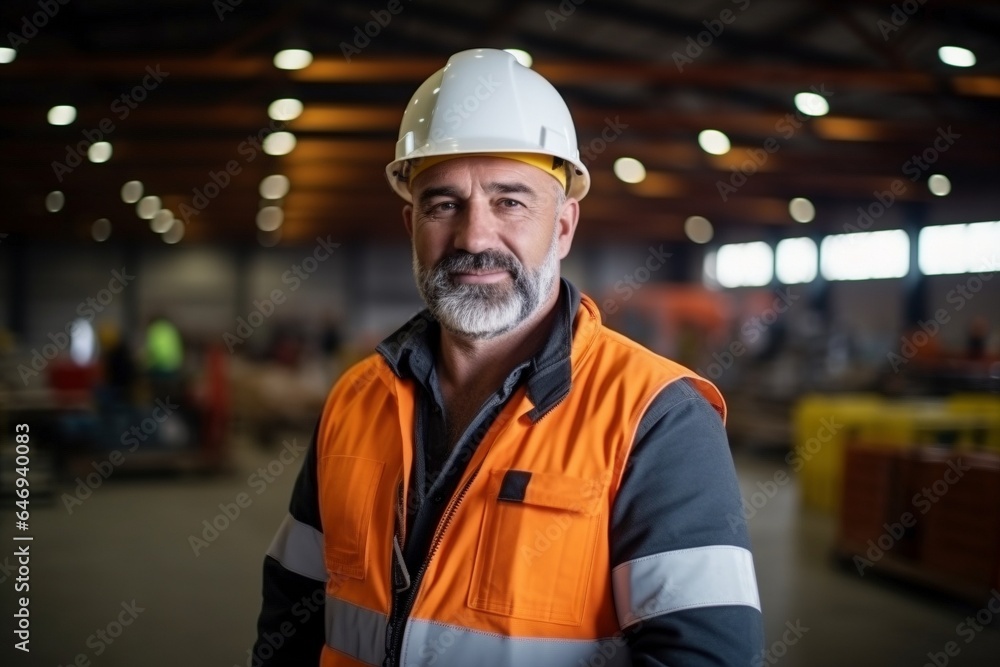 portrait of a construction worker wearing a hard hat and high-vis jacket portrait of a construction worker wearing a hard hat and high-vis jacket