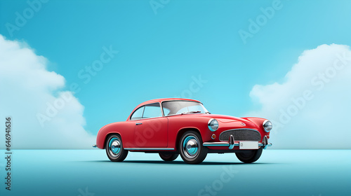 red car on blue sky background 3D illustration