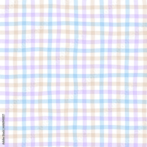 Wallpaper Mural Beige Purple Blue Gingham Check Hand Drawn Background Torontodigital.ca