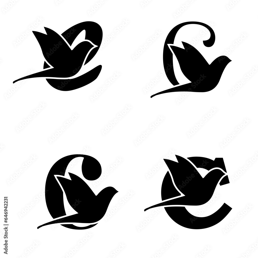 Obraz premium Initials Logo Design Alphabet Letter C I Bird Logo Design Concept