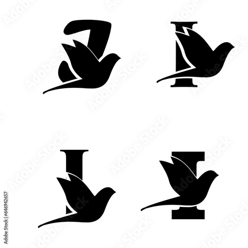 Initials Logo Design Alphabet Letter I I Bird Logo Design Concept