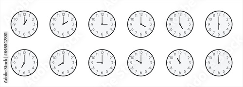 Set of analog wall clocks, clocks icon set