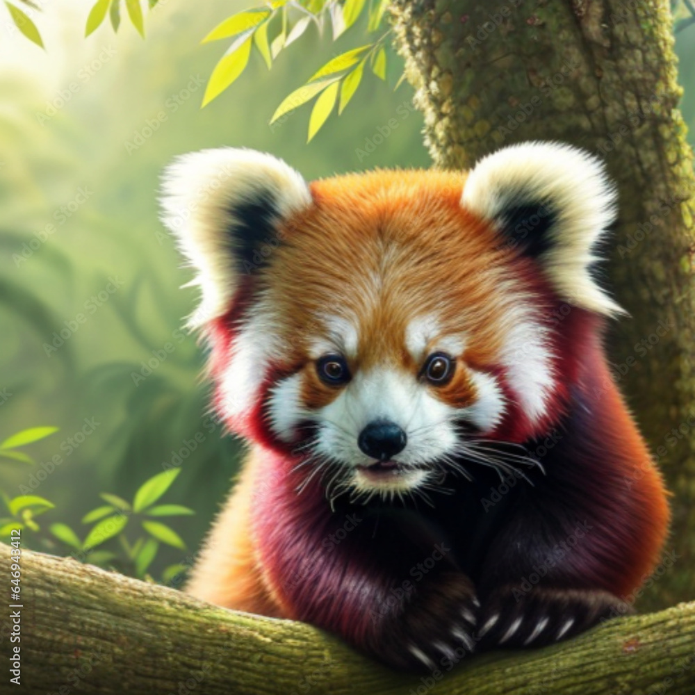 Obraz premium Lesser Panda, Generative AI