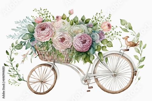 Watercolor hand-painted romantic illustration on a white background generated by AI