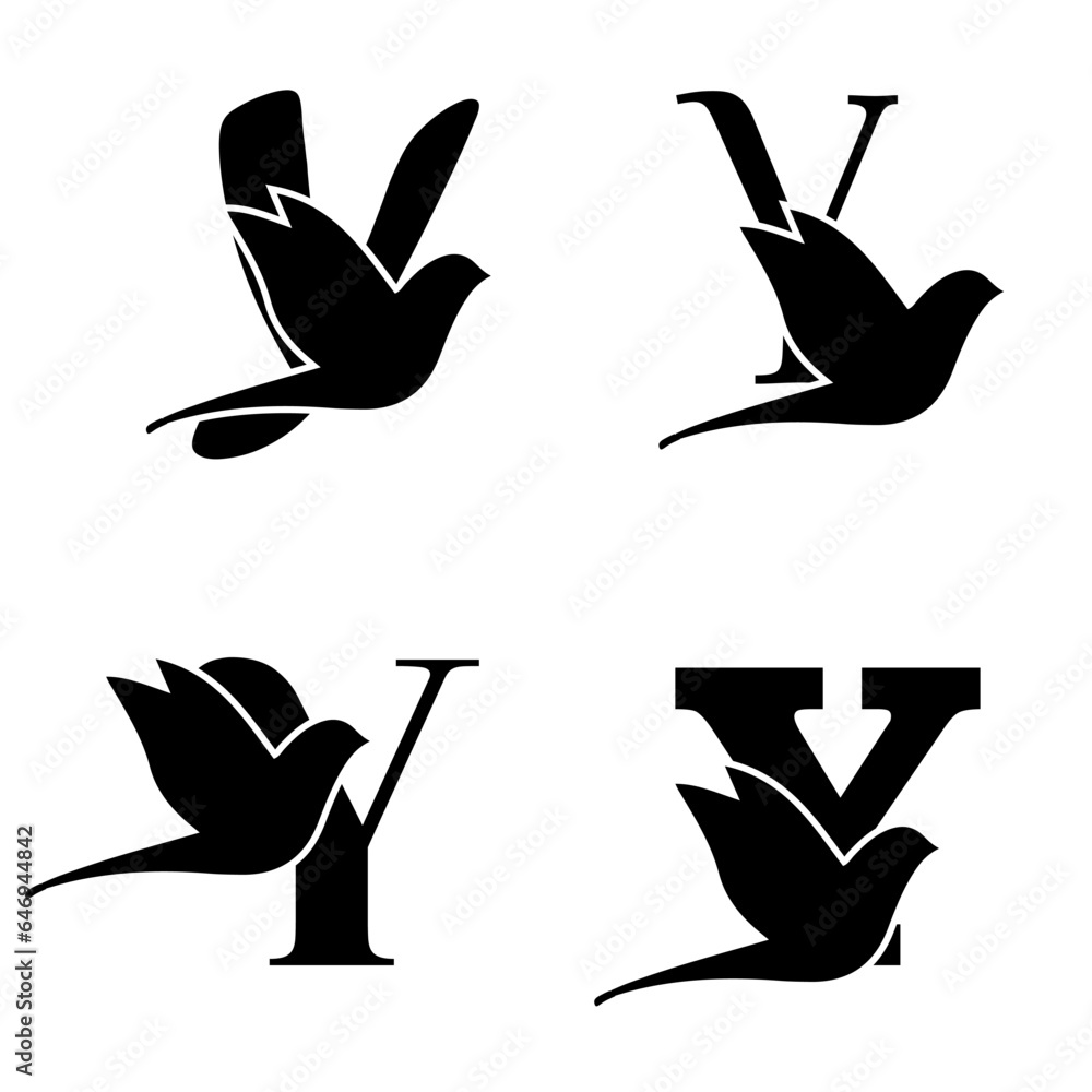 Initials Logo Design Alphabet Letter Y I Bird Logo Design Concept