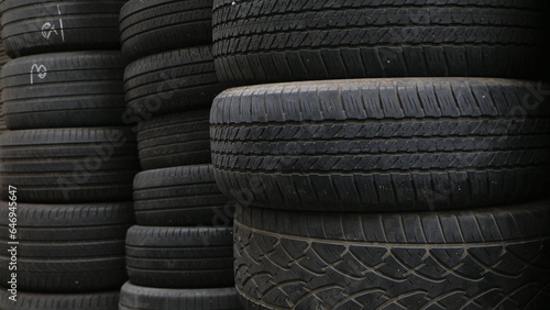 stack of tires closeup