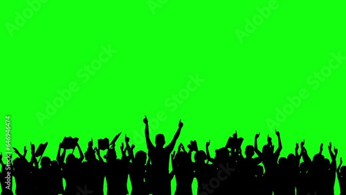 Animated video of the shadows of enthusiastic supporters cheering on a green screen