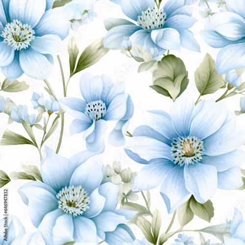 Seamless Sweet Pastel Flower  Generative Ai Illustration