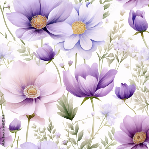 Seamless Sweet Pastel Flower ,Generative Ai Illustration