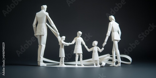 White Paper Symbol Depicting a Family, Serving as a Visual Representation of Unity, Kinship, and Familial Bond in a Conceptual and Symbolic Context