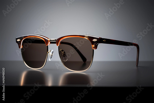 Clubmaster Sunglasses - United States - Half-rimmed frames with a browline accent, inspired by 1950s culture (Generative AI) photo