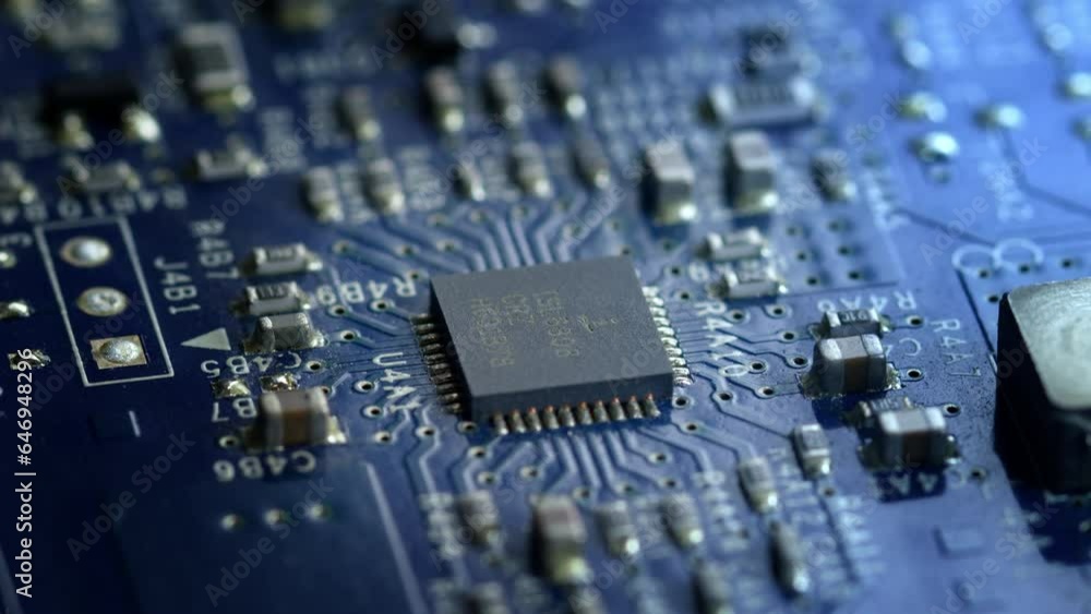 Integrated circuit board with processor close-up. 4K Horizontal. Integrated circuit board with processor close-up. 4K Horizontal.