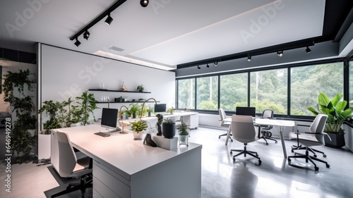 Inspiring office interior design Minimalist style Studio space featuring Clean lines architecture. Generative AI AIG 31.