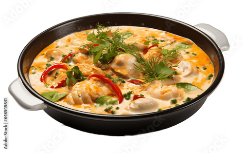 Brazilian Fish Stew (Moqueca) isolated on a transparent background.