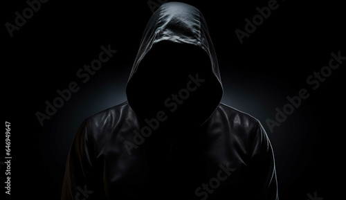 Shadow man in hoodie, AI generative, mystery, night